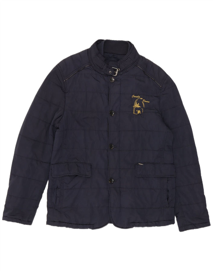 Zara Hombre Chaqueta Acolchada ES 38 Mediana Azul Marino Poliéster