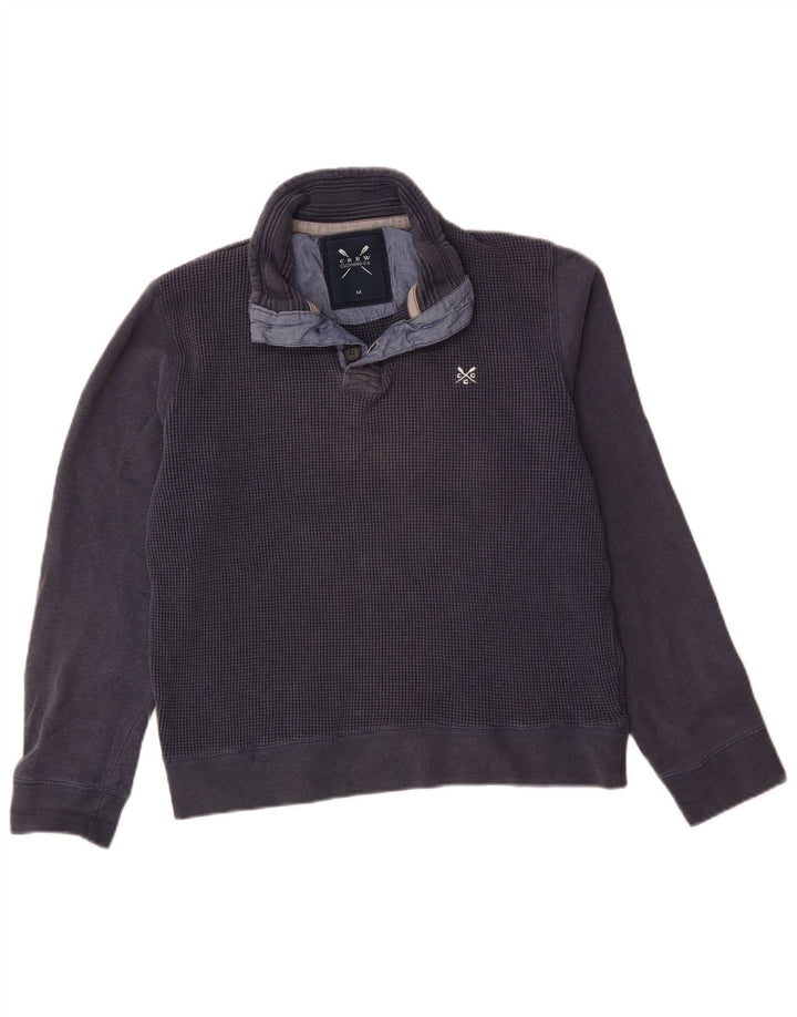 Crew Clothing - Sudadera con cuello y botones para hombre, jersey de algodón azul marino mediano