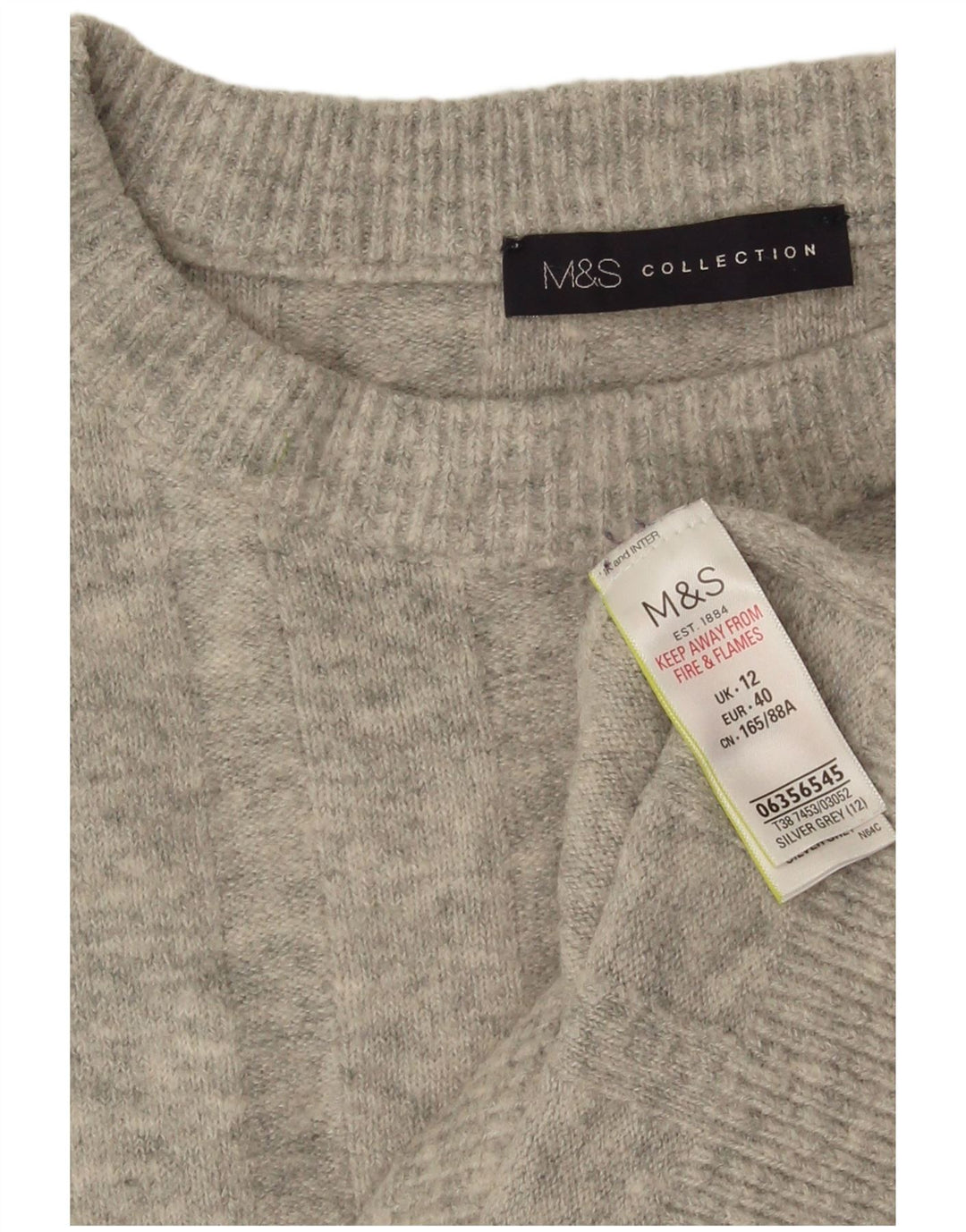 Marks & Spencer - Jersey de cuello redondo para mujer, talla 40, color gris medio moteado