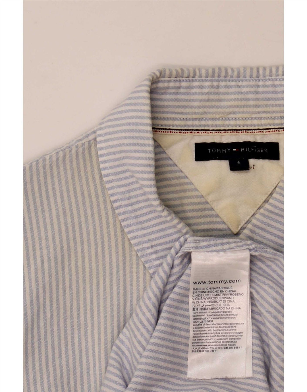 Tommy Hilfiger Camisa para mujer US 6 Algodón azul medio a rayas