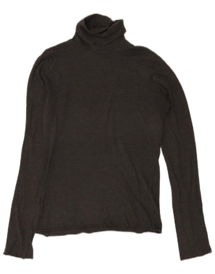Zara Mujer Top Con Cuello Vuelto Manga Larga UK 42 Gris Medio
