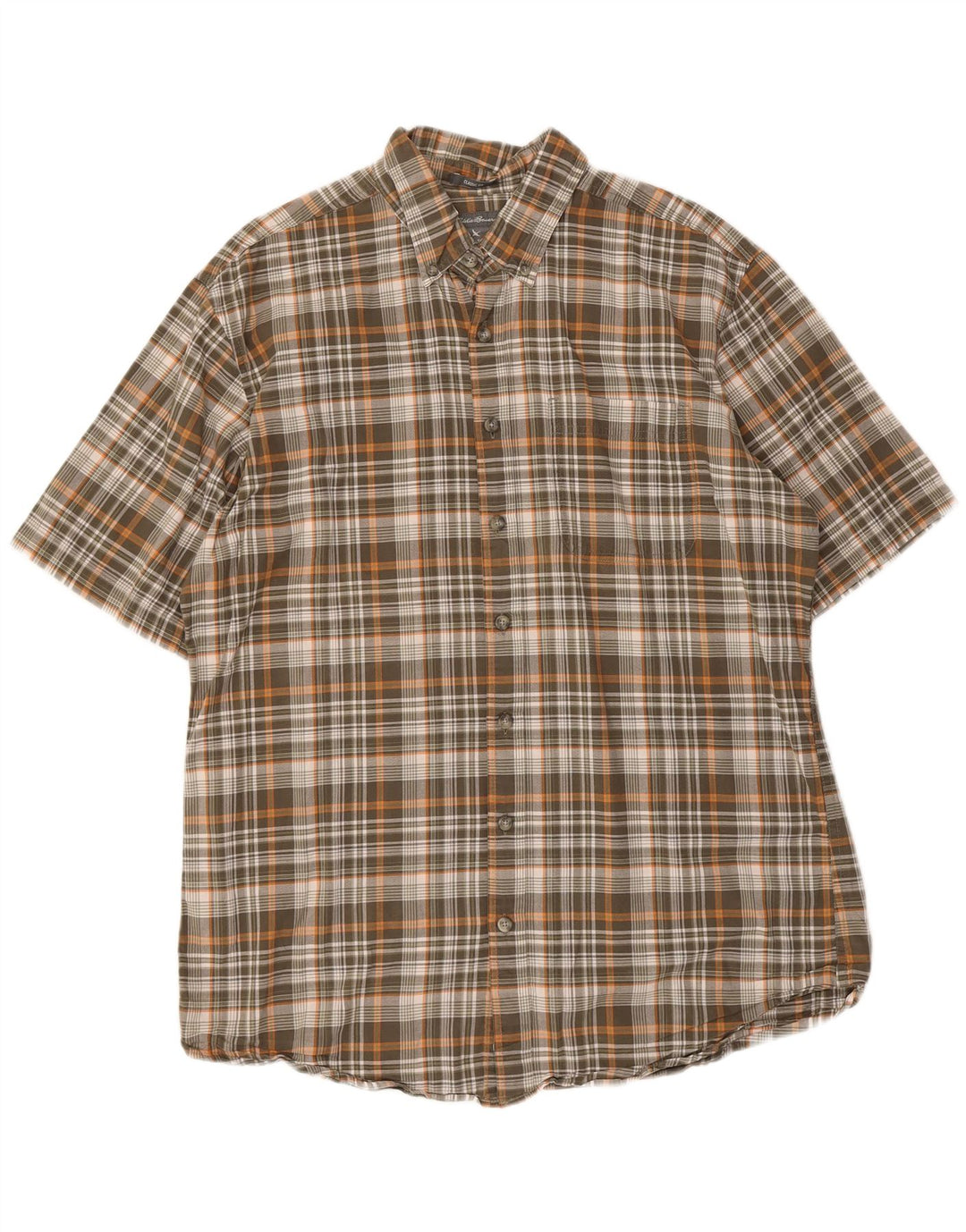 Eddie Bauer Camisa de manga corta de ajuste clásico para hombre Cuadros multicolores grandes