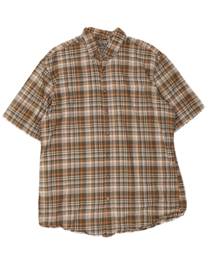 Eddie Bauer Camisa de manga corta de ajuste clásico para hombre Cuadros multicolores grandes