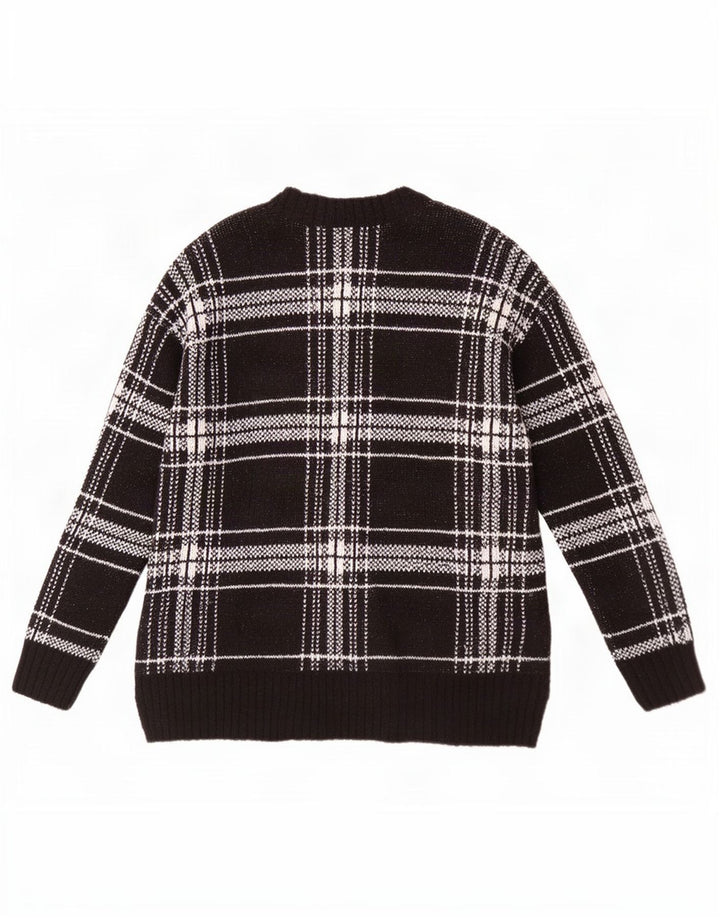 Marks & Spencer Suéter tipo jersey con cuello barco para mujer UK 44 Medium Black Check