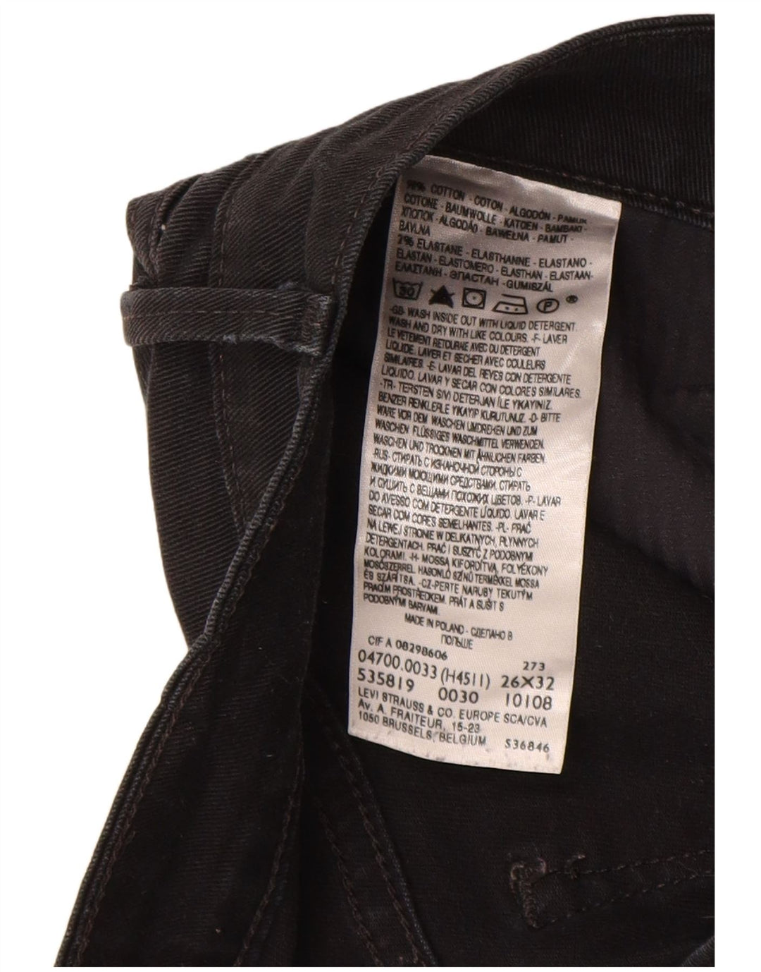 LEVI'S Vaqueros rectos de corte clásico Demi Curve para mujer W26 L32 Negro