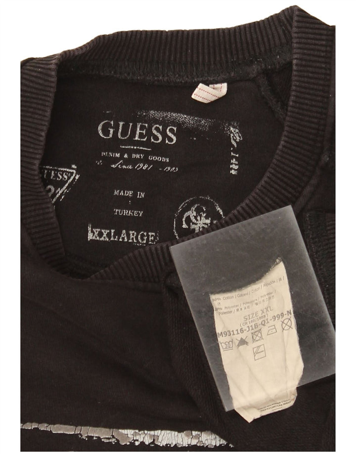 Guess Sudadera Gráfica para Hombre Jersey 2XL Algodón Negro