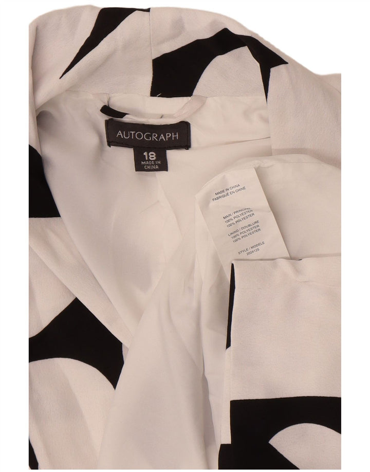 Marks & Spencer Chaqueta Autograph para Mujer UK 40 XL Blanco Geométrico