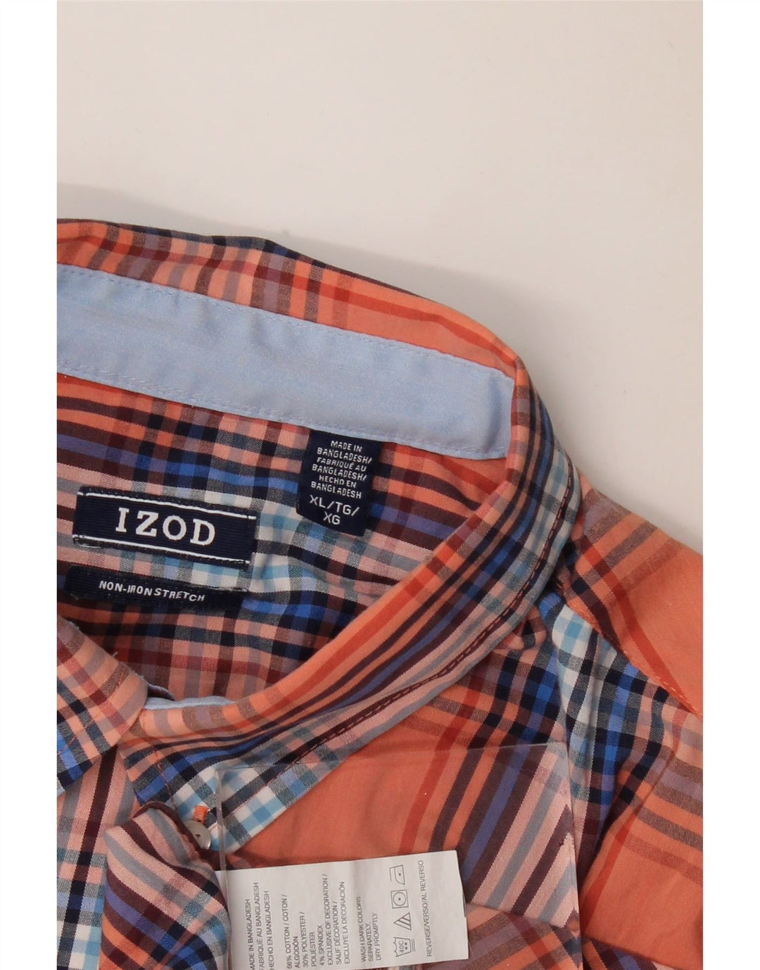 Camisa Hombre Izod XL Algodón Cuadros Naranja