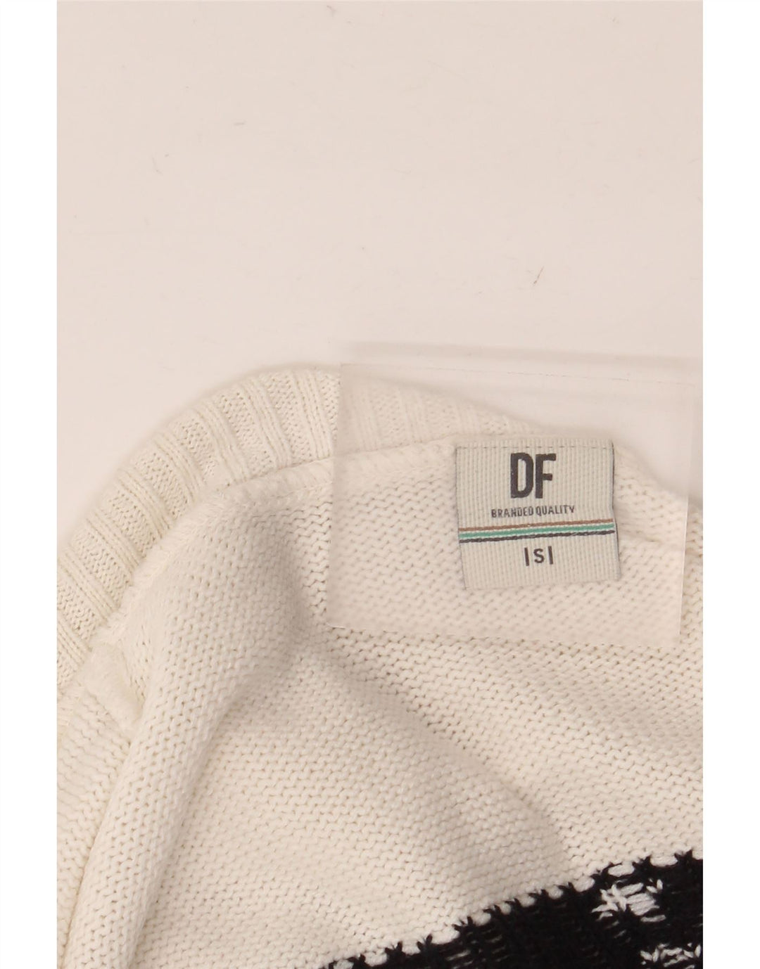 Vintage hombres rollo cuello jersey suéter pequeño negro Fair Isle