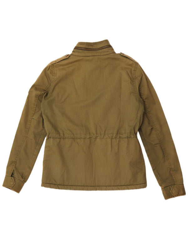 Superdry Chaqueta militar con capucha para mujer, talla 40, algodón caqui mediano