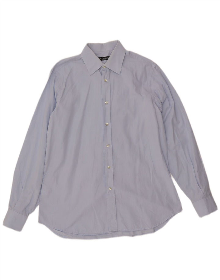 DOLCE & GABBANA Camisa Hombre Talla 16 41 Grande Azul Algodón