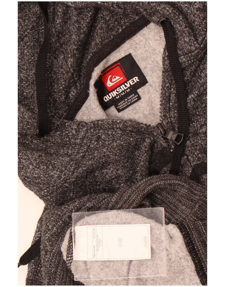 Quiksilver Sudadera con capucha y cremallera gráfica para hombre Poliéster gris medio