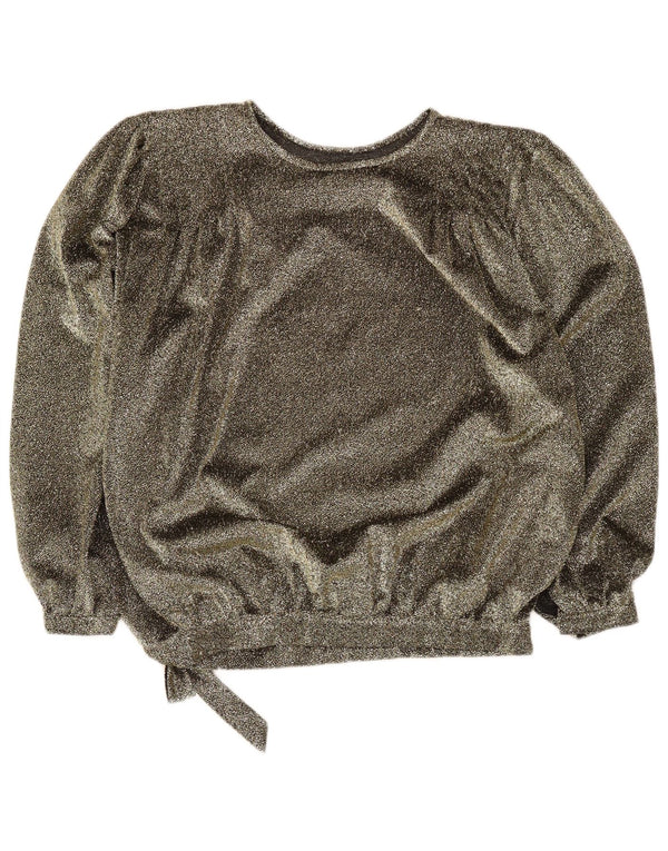 Vintage mujer relajado ajuste blusa Top Reino Unido 18 XL oro moteado