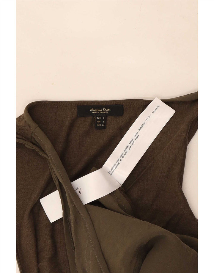 Massimo Dutti Mujer Chaleco Top UK 10 Small Caqui Algodón