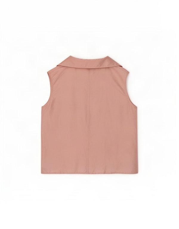 Andrea Mare Blusa sin mangas para mujer UK 46 Large Seda rosa
