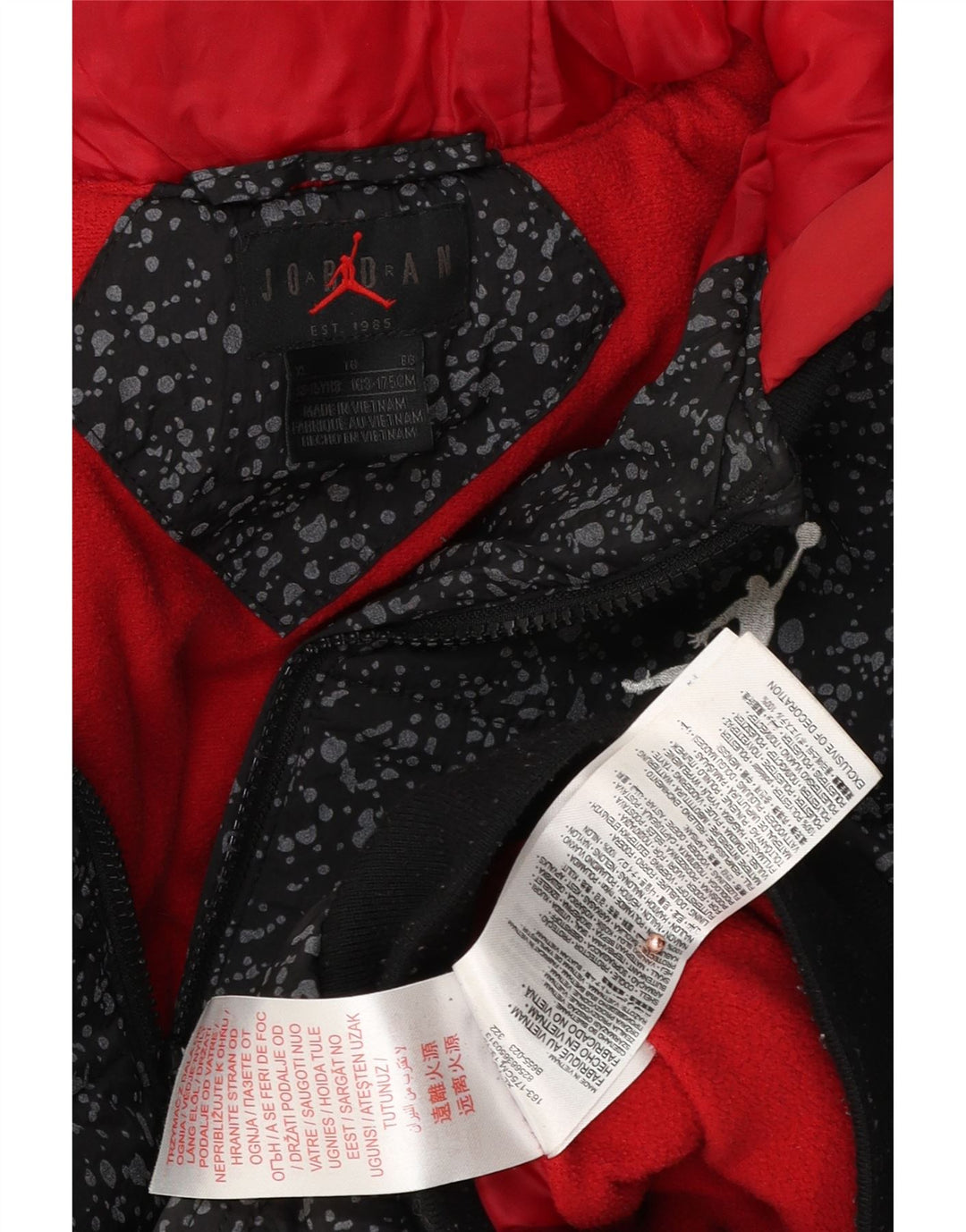 JORDAN Chaqueta acolchada con capucha para niño 13-14 años XL Poliéster jaspeado negro