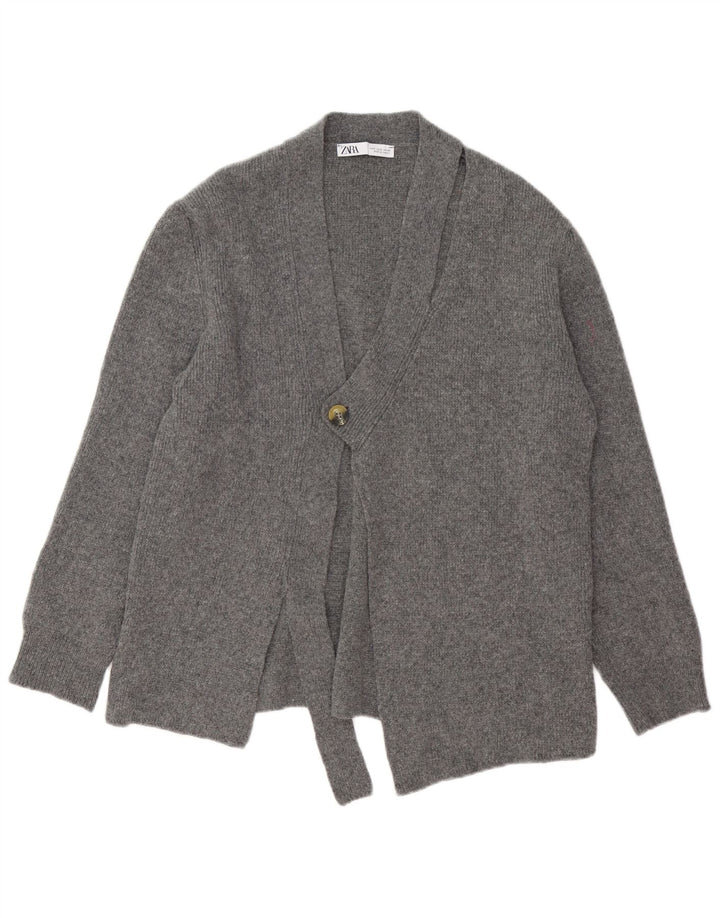 ZARA Suéter tipo cárdigan extragrande para mujer UK 10 Small Grey Cashmere