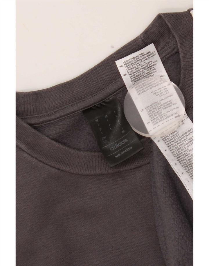 Adidas Hombre Sudadera Jumper Grande Gris Algodón