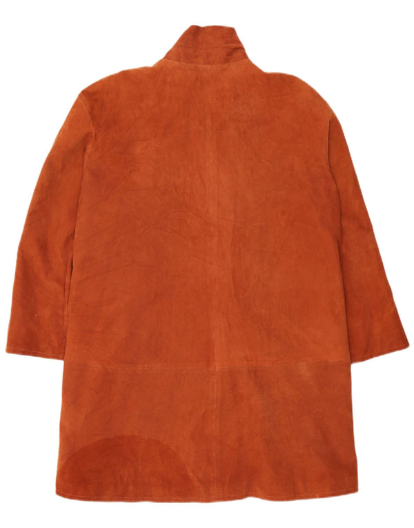 Vintage mujer abrigo de ante de gran tamaño IT 42 cuero marrón medio