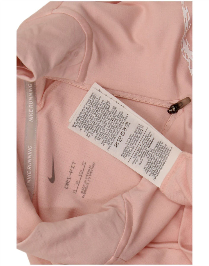 Nike Mujer Oversize Graphic Zip Neck Jersey Chándal Top UK 6 XS Rosa