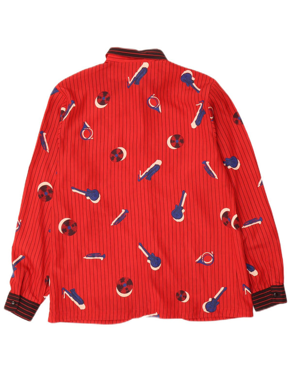 Mario Pucci Cecconi Blusa para mujer IT 44 Medium Red Pinstripe