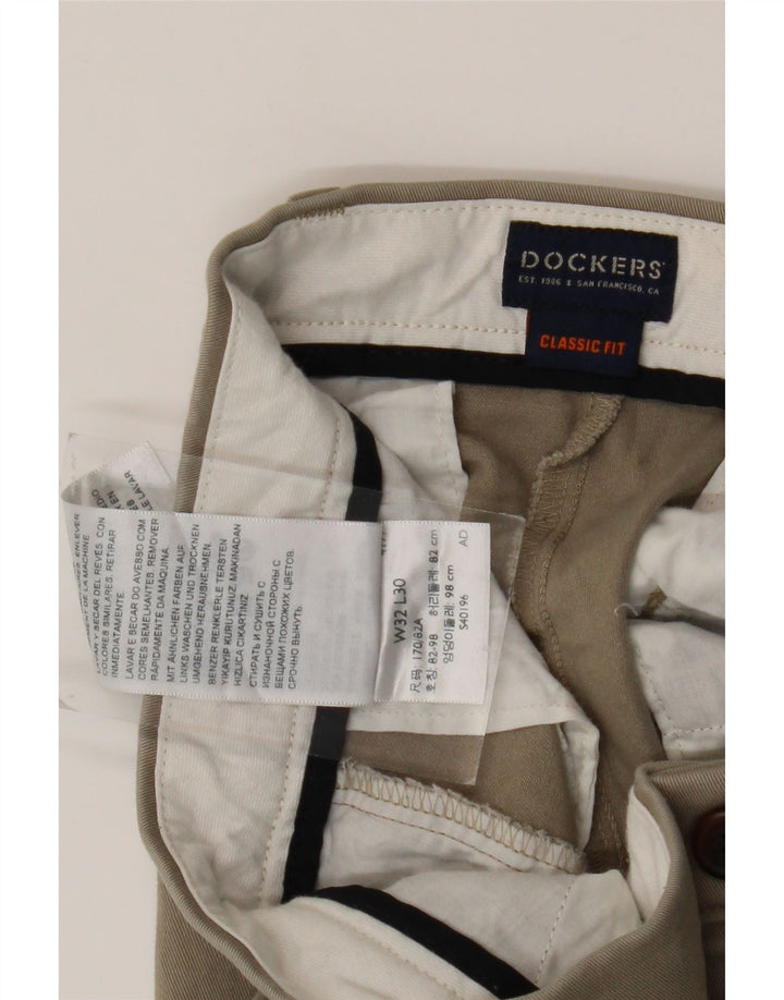 DOCKERS Pantalón chino de corte clásico para hombre W32 L30 Algodón beige