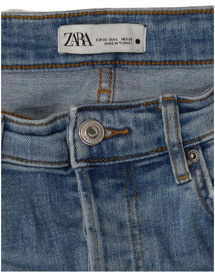 Zara Jeans Rectos Cortos Para Mujer EU 38 Small W28 L26 Azul