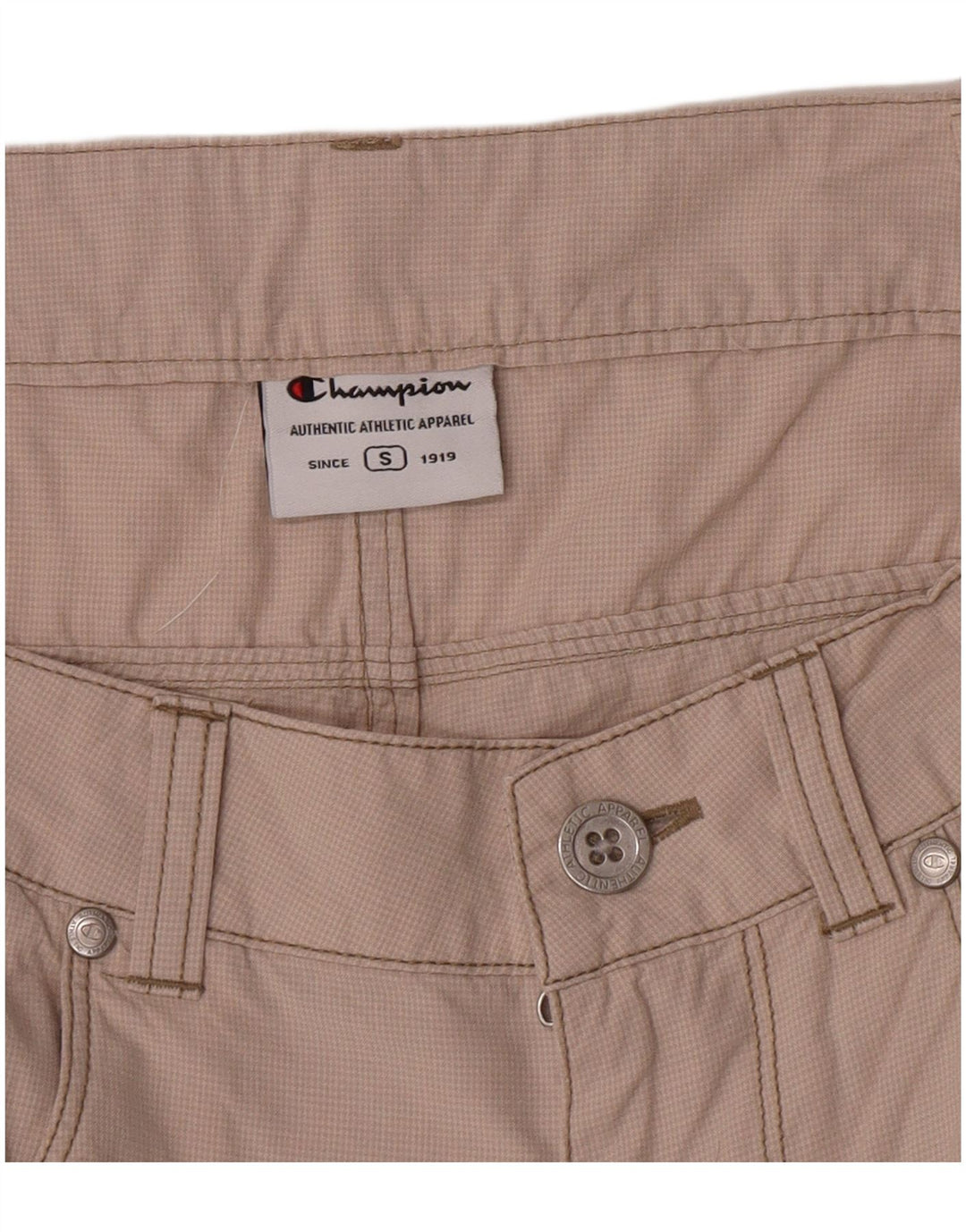 Champion Pantalones Cortos Casuales Para Mujer Pequeños W28 Beige Pata De Gallo