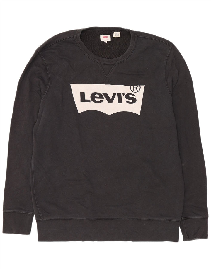 Levi's Hombre Graphic Regular Fit Sudadera Jumper Grande Algodón Negro