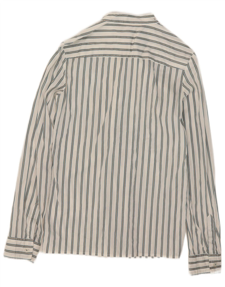 Zara Mujer Jersey Camisa UK 10 Small Blanco Rayas