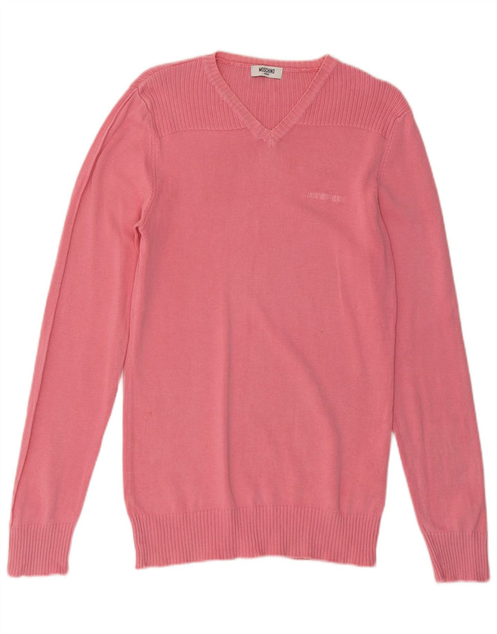 MOSCHINO Jersey con Cuello de Pico Small Rosa Algodón Hombre