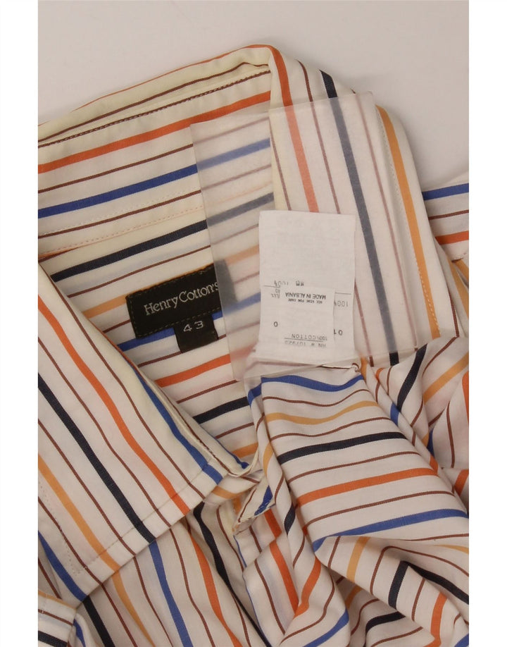 Henry Cottons Camisa para hombre Talla 43 Grande Algodón a rayas multicolor