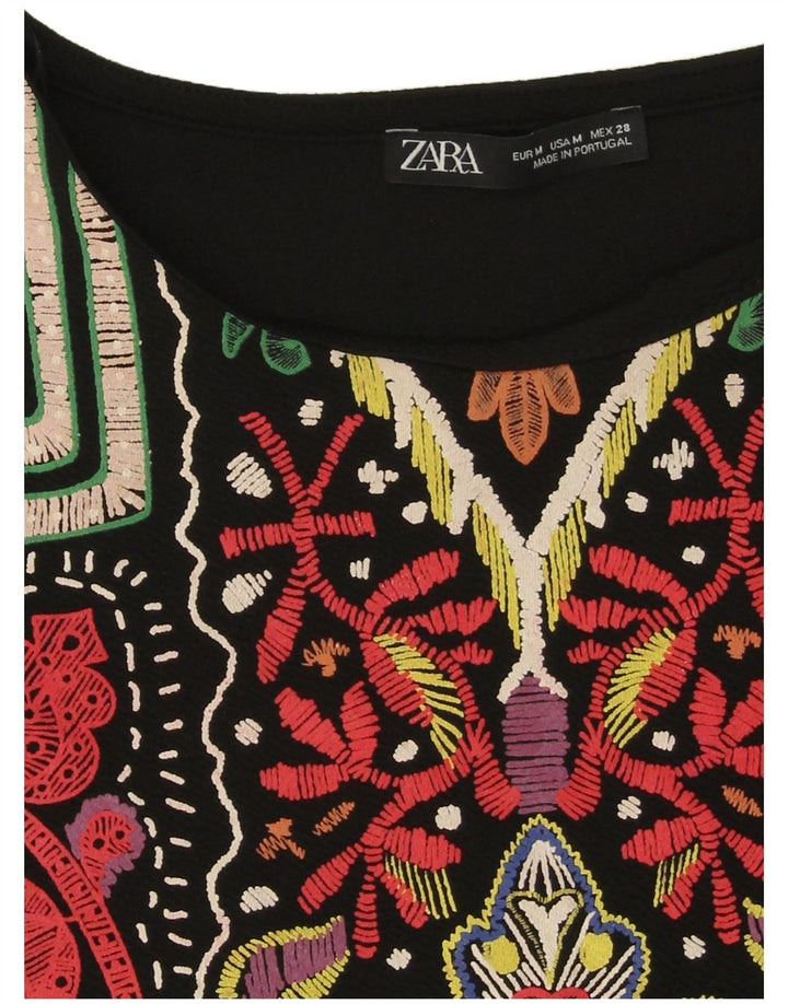 Zara Vestido recto con estampado abstracto para mujer, Reino Unido 44, mediano, negro