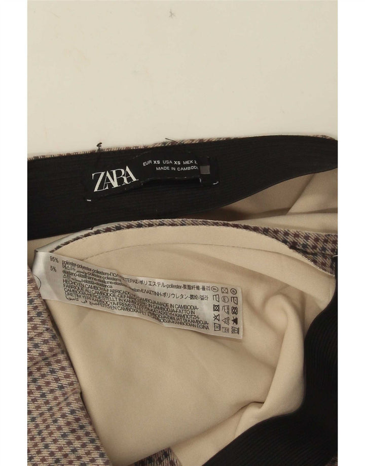 Zara Leggings Mujer UK 4 XS Gris Pata De Gallo Poliéster