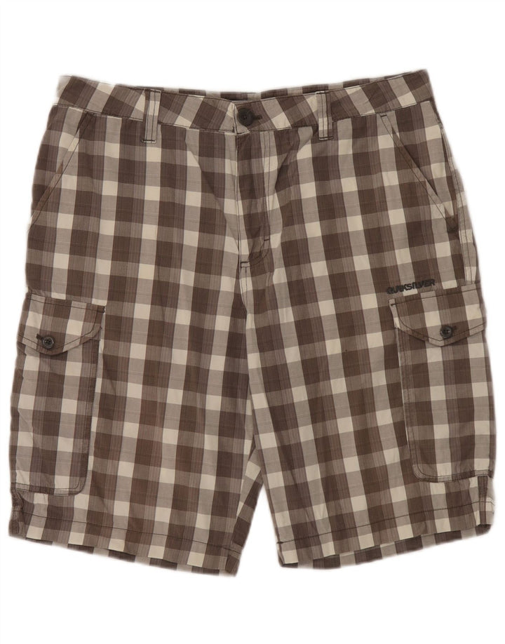 Pantalones cortos tipo cargo Quiksilver para hombre W32 Algodón a cuadros marrón medio