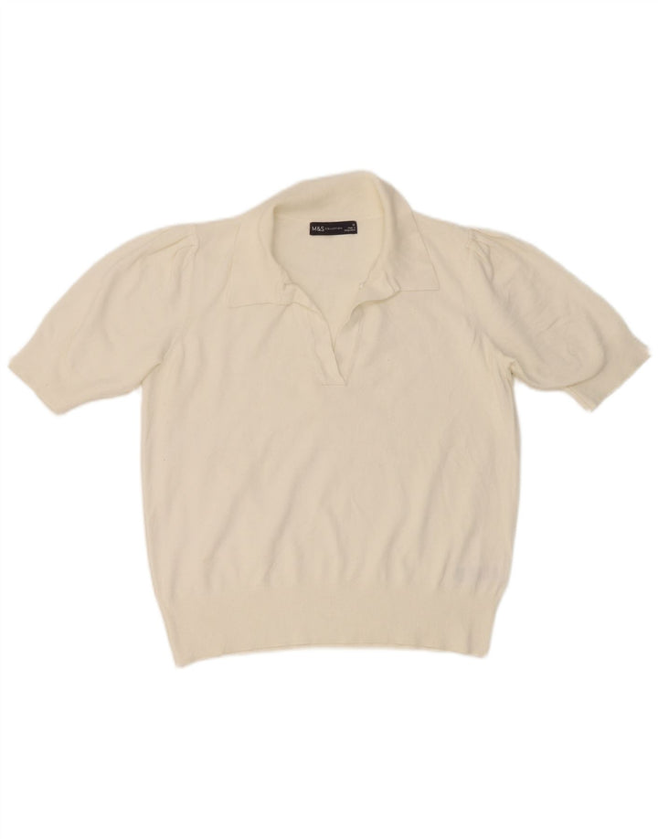 Marks & Spencer Polo para mujer UK 42 Viscosa blanca mediana