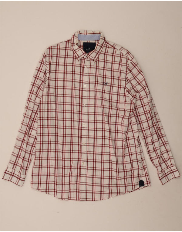 Crew Clothing Camisa de corte clásico para hombre XL Algodón a cuadros blancos
