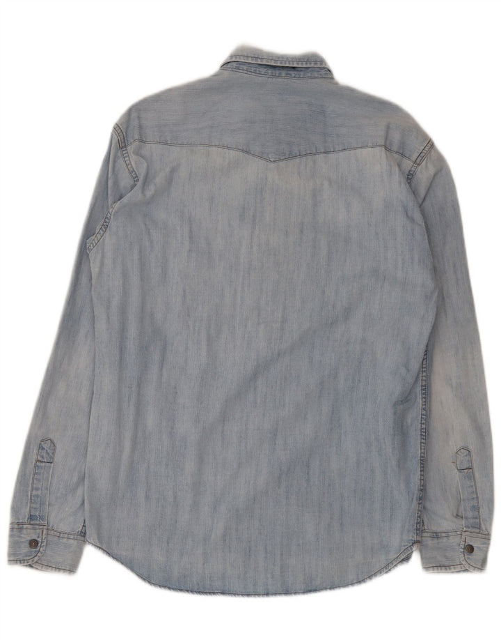 Camisa Vaquera Carrera Hombre Azul Medio Algodón