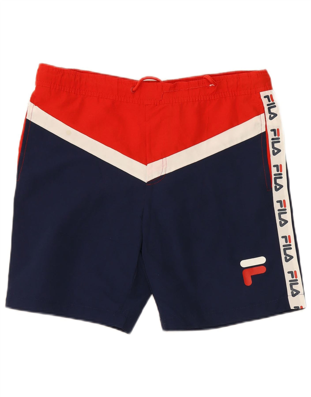 Fila Mens Graphic Bañador Shorts Pequeño Azul Colorblock Poliéster