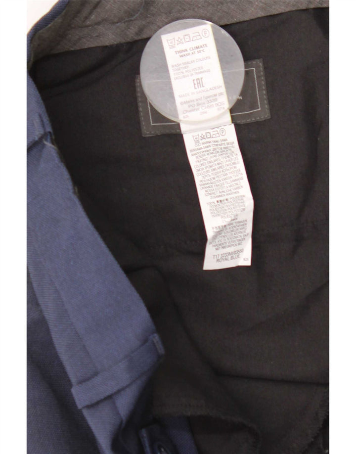 Marks & Spencer Pantalón de traje de corte regular para hombre W40 L29 Poliéster azul marino