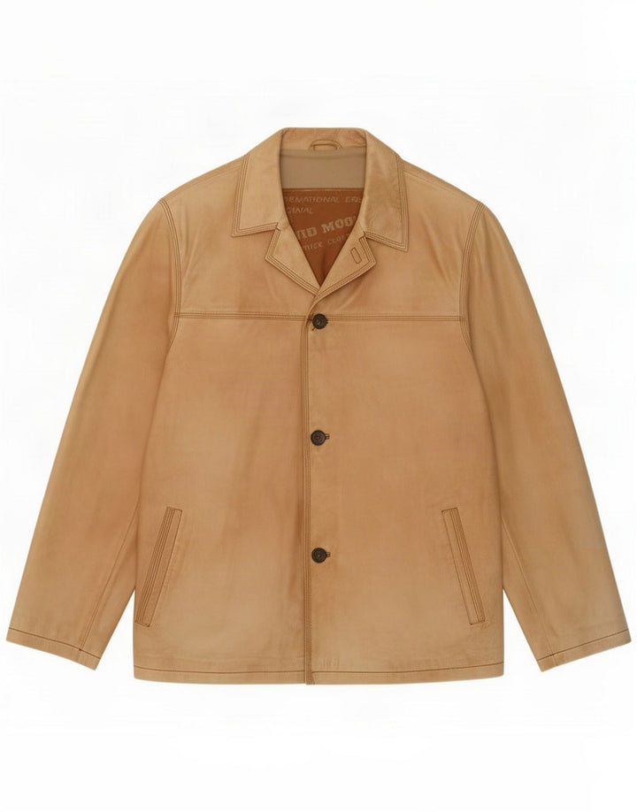 David Moore Chaqueta de cuero para hombre UK 42 XL Marrón Clásico