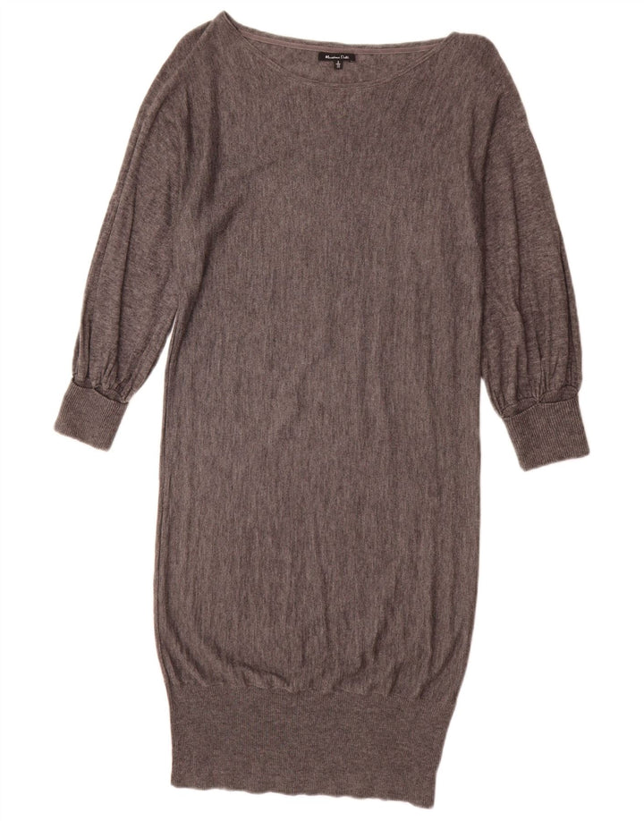 Massimo Dutti Vestido Jersey Mujer UK 10 Small Gris Lana