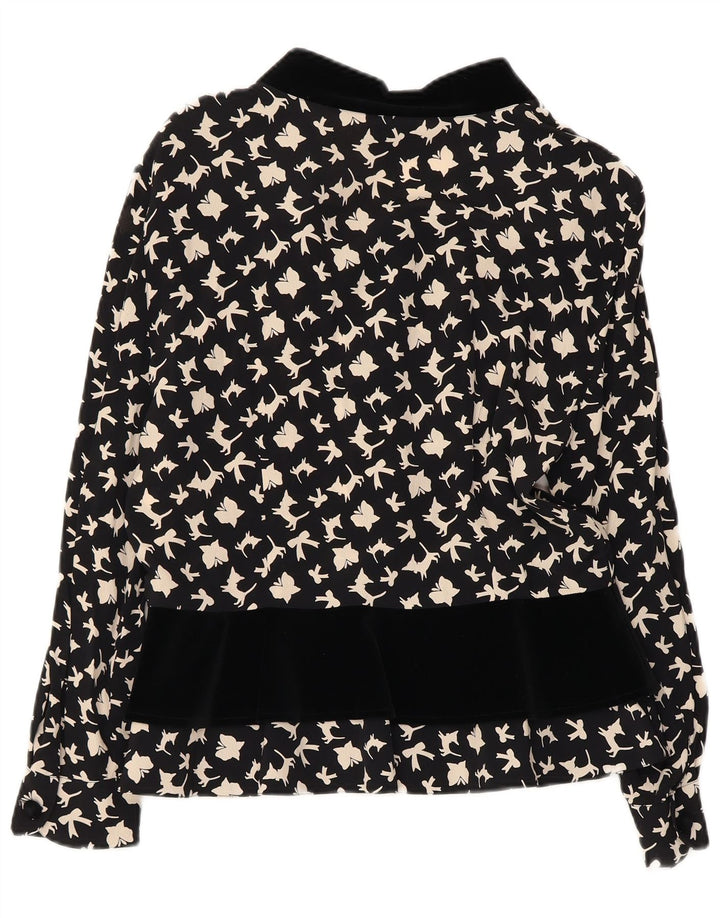 SELENE Blusa camisera con estampado abstracto para mujer UK 40 XL Mariposa negra