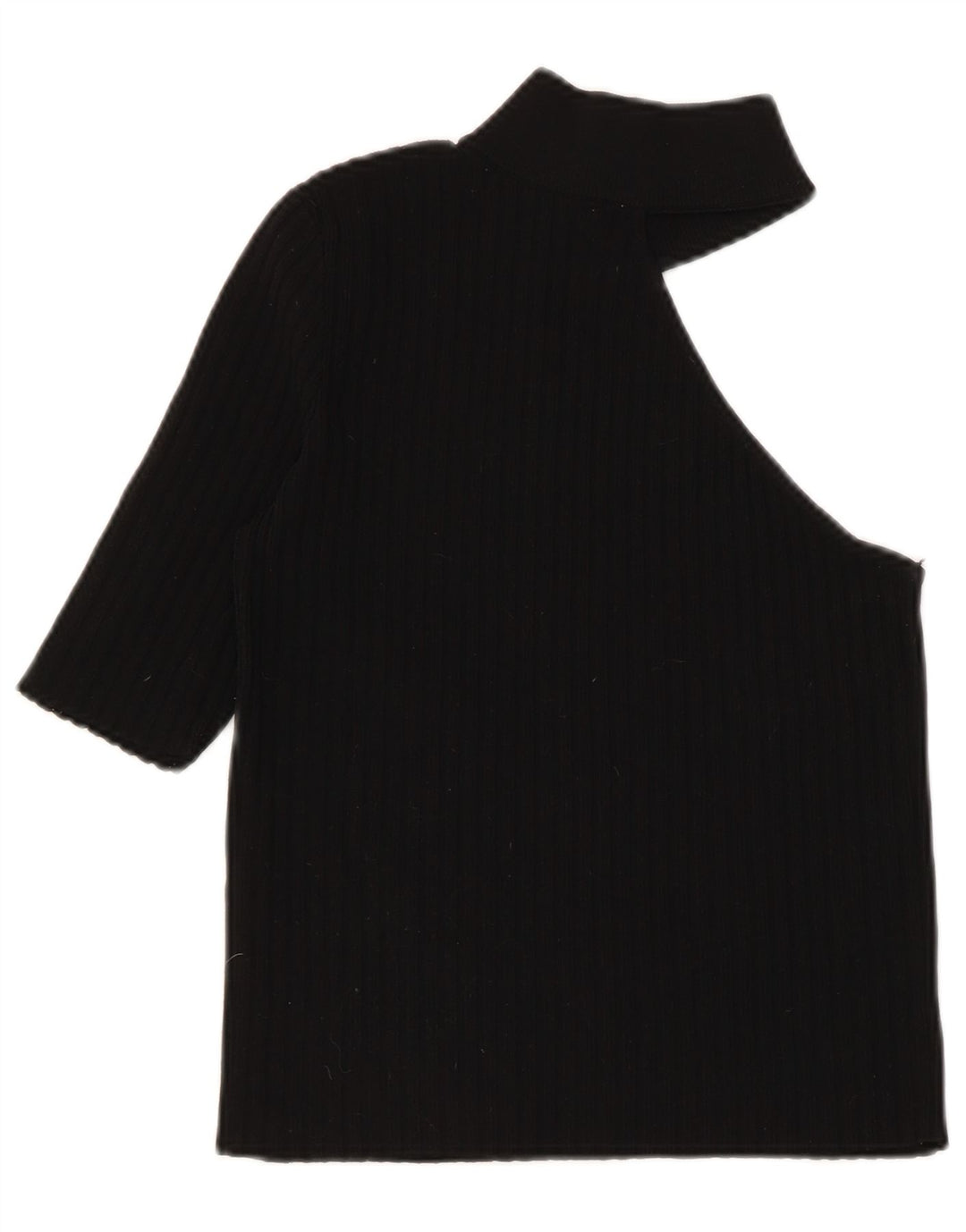 Zara Mujer Crop Top De Un Hombro Reino Unido 8 Pequeño Nylon Negro