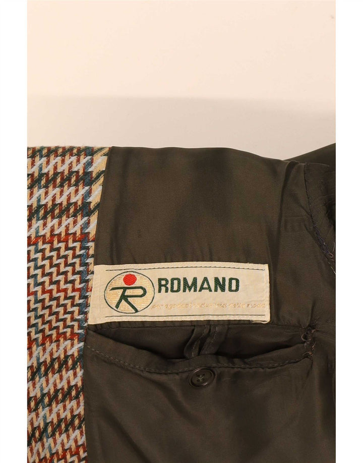 Romano Chaqueta tipo blazer de 3 botones para hombre IT 46 Small Brown Houndstooth
