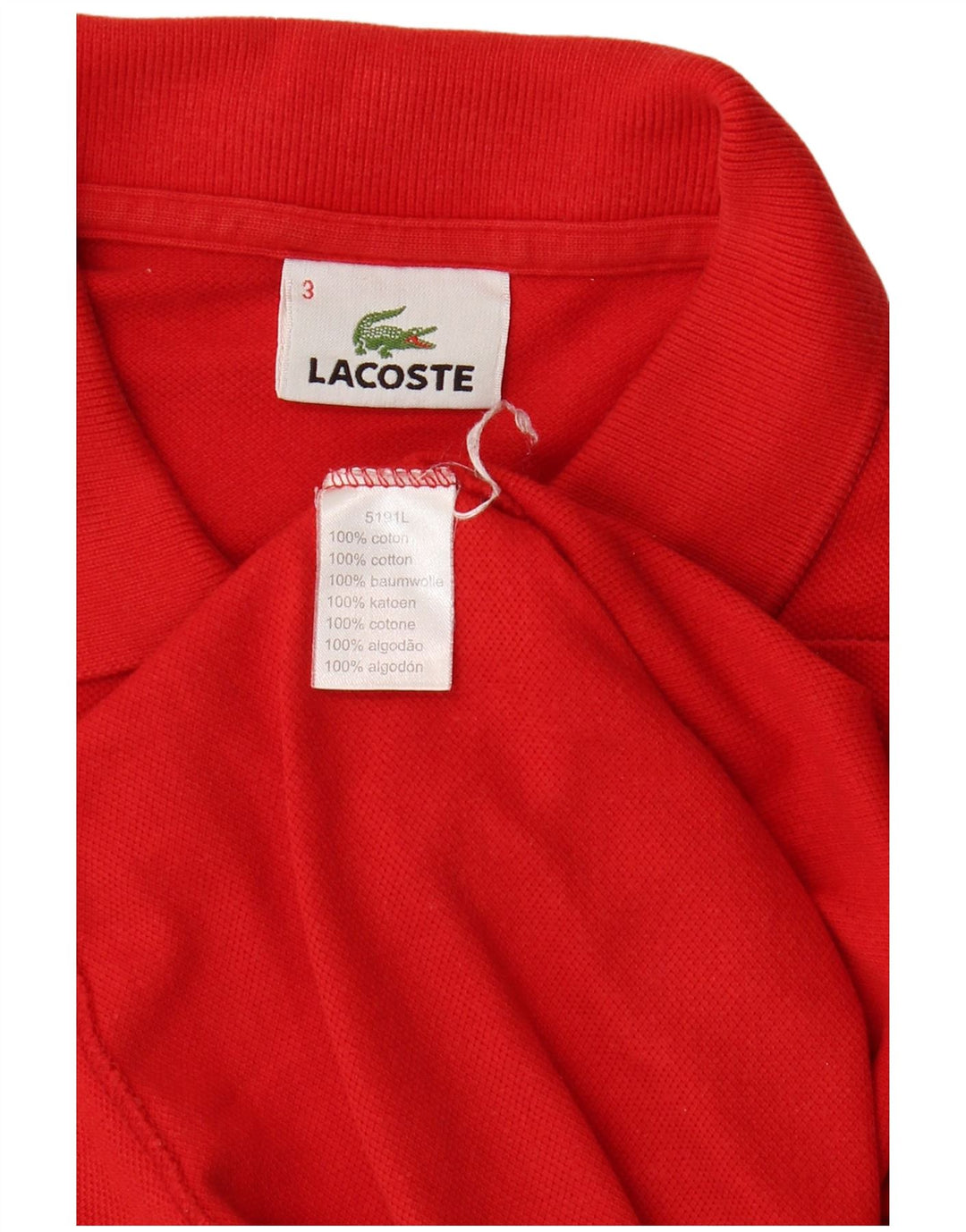 LACOSTE Polo para hombre talla 3 pequeño algodón rojo