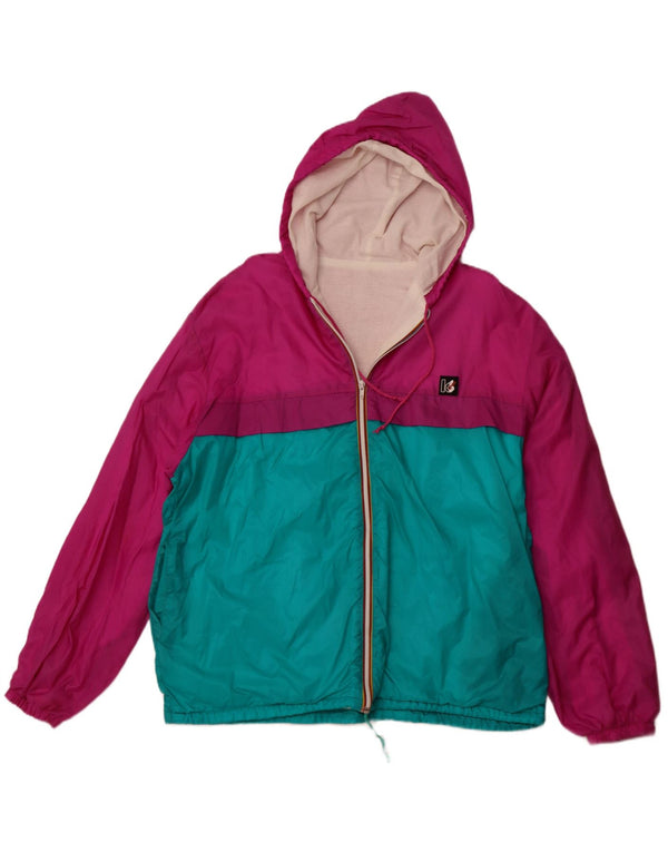 VINTAGE Chaqueta impermeable con capucha para hombre Reino Unido 42 XL Poliamida en bloque de color rosa