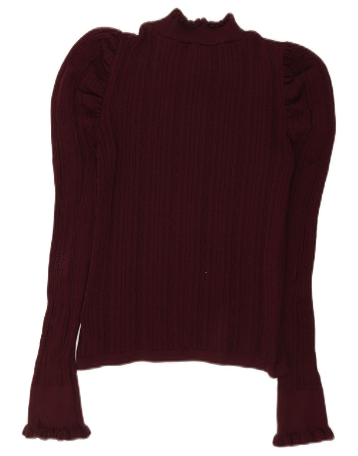 Zara Blusa de Manga Larga para Mujer Top UK 42 Medium Borgoña