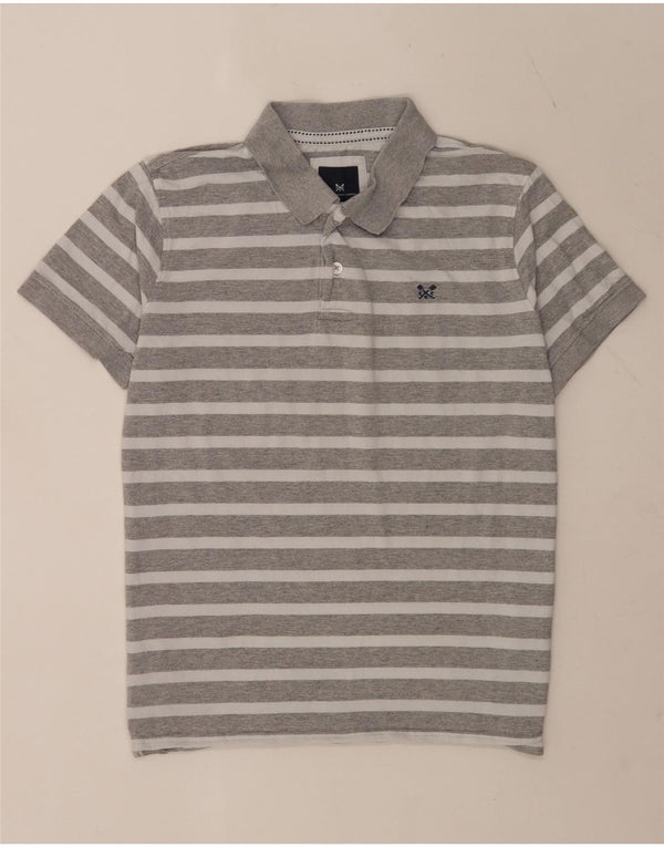 Crew Clothing Polo de manga corta para hombre XL Algodón a rayas gris