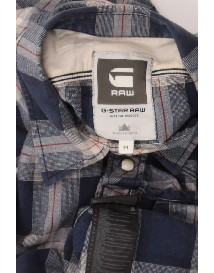G-Star Hombre Camisa Western De Algodón A Cuadros Azul Medio